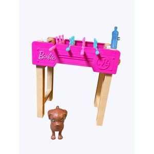 Barbie Miniature Foosball Table Toy with Dog and Water Bottle